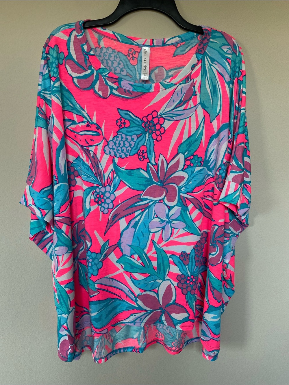 Dear Scarlett Neon Tropical Batwing Top
